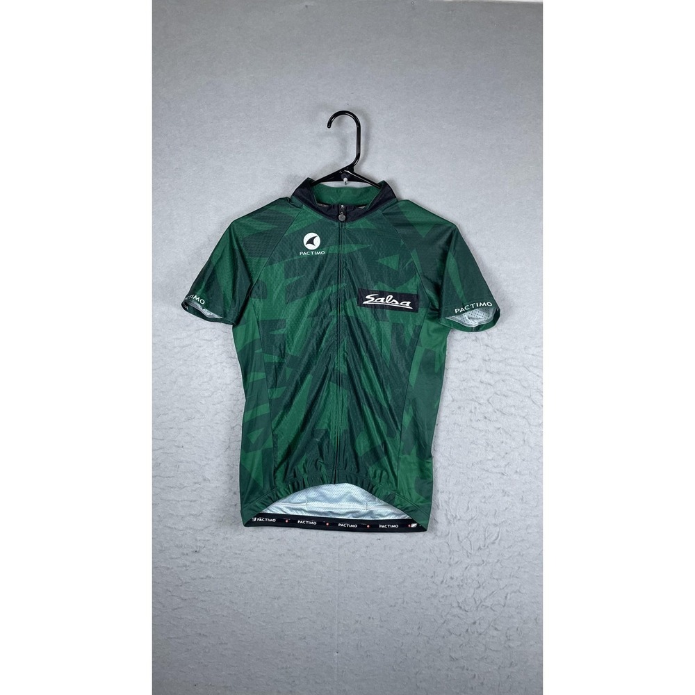 Pactimo Salsa Cycling Jersey Womens Small Green Full Zip Short Sleeve Bike Shirt